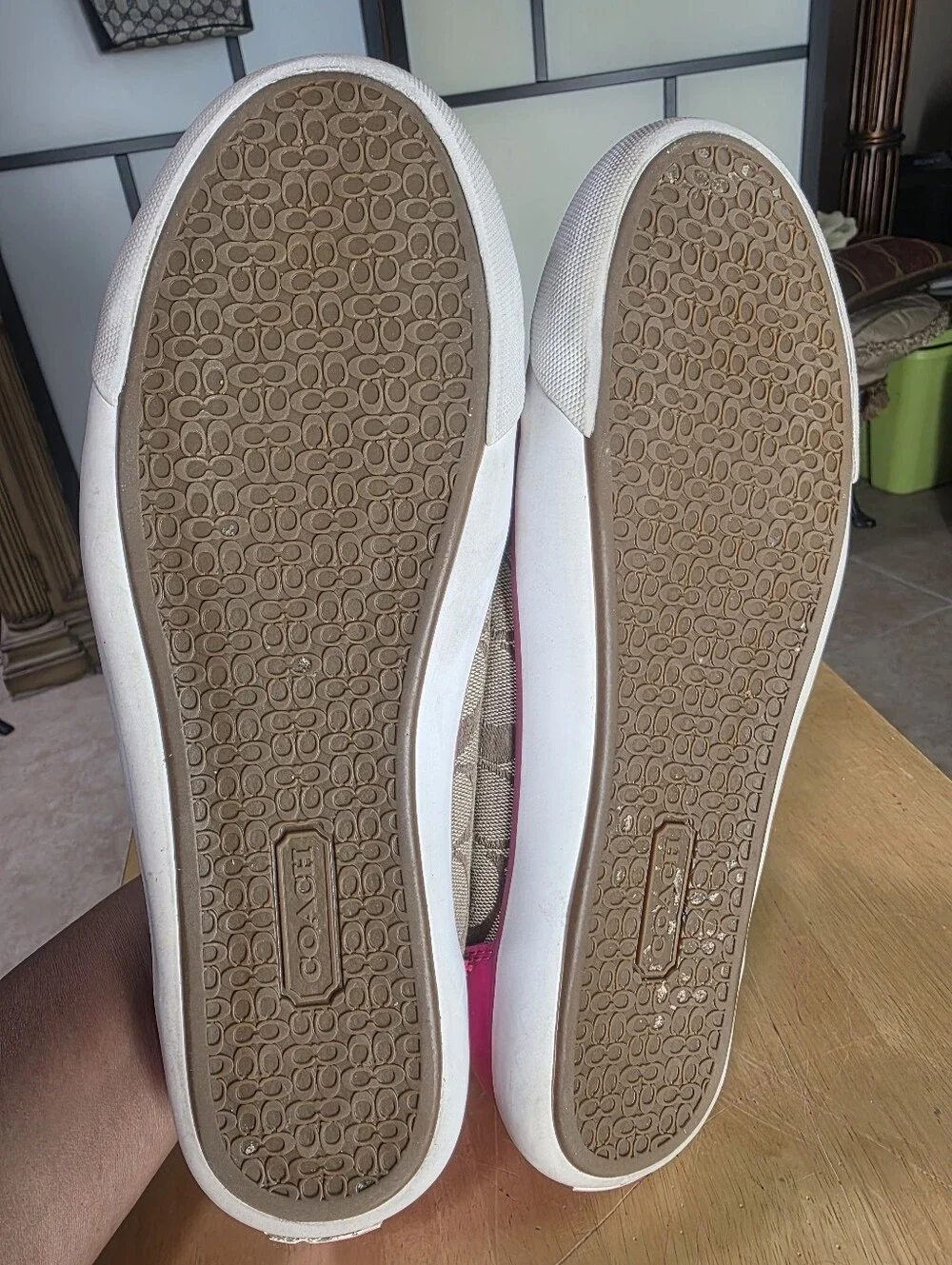 Classic Coach Women Low-Top Tennis Sneakers Brown & Pink Size 11
